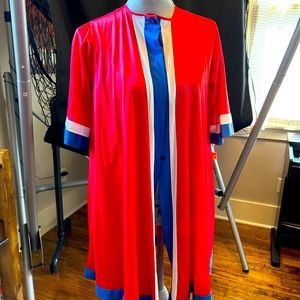 Pinehurst Lingerie Vintage button up robe. red, white and blue